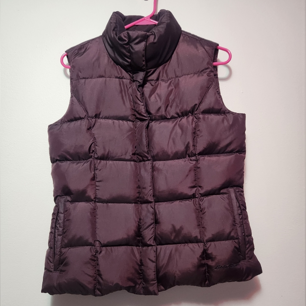 Eddie Bauer Women's Premium Goose Down Quilted Puffer Vest Dark Plum Size Medium